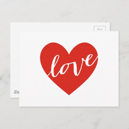 Carte Postale Amour, coeur rouge (Devant / Derrière)