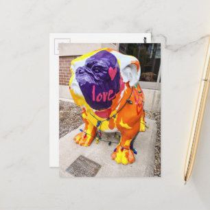 Carte Postale Amour Coloré Bouledogue