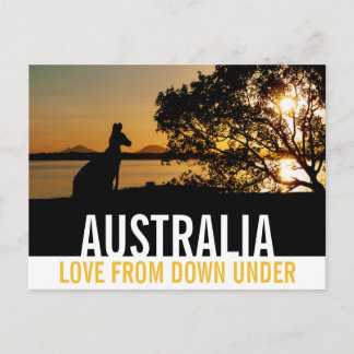 Carte Postale Amour d'Australie Coucher de soleil kangourou
