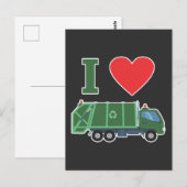 Carte Postale Amour de Camion à Ordures Enfants Déchets Recyclag (Devant / Derrière)