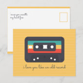 Carte Postale Amour de cassette Lignes Jaunes (Devant / Derrière)