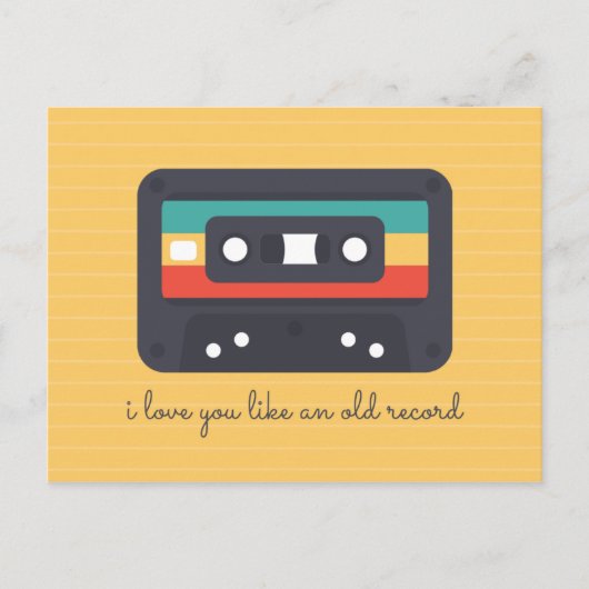 Carte Postale Amour de cassette Lignes Jaunes (Devant)