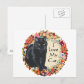 Carte Postale Amour de Chat Noir (Devant / Derrière)