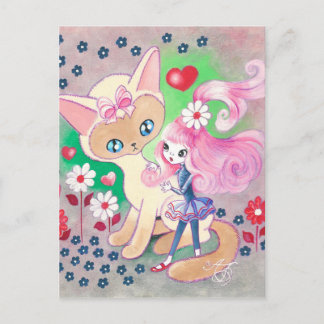 Carte Postale Amour de chat siamois amusant