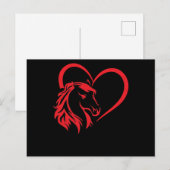Carte Postale Amour de cheval Tête de cheval Cœur Équitation Sai (Devant / Derrière)