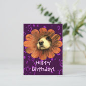 Carte Postale Amour de chiot sortant d'une fleur (Debout devant)