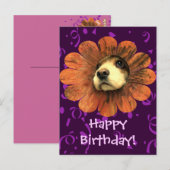 Carte Postale Amour de chiot sortant d'une fleur (Devant / Derrière)