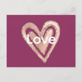 Carte Postale Amour de cœur rose magenta (Devant)