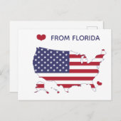 Carte Postale Amour de Floride - State Pride - Drapeau américain (Devant / Derrière)