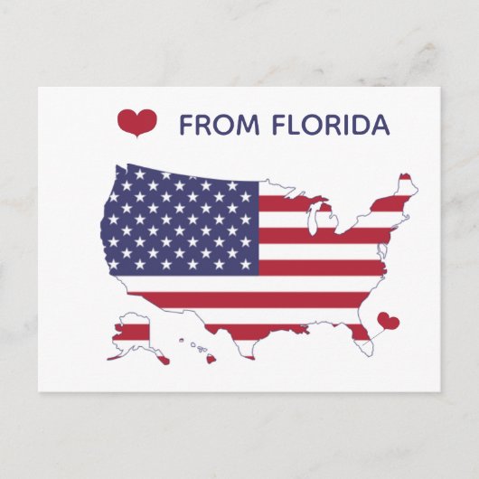 Carte Postale Amour de Floride - State Pride - Drapeau américain (Devant)