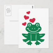 Carte Postale Amour de grenouille coeurs rouges (Devant / Derrière)