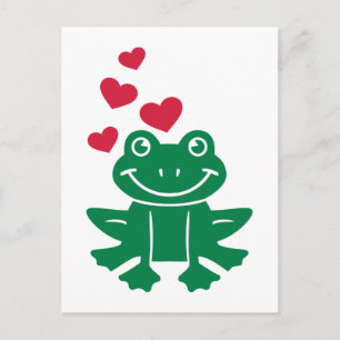 Carte Postale Amour de grenouille coeurs rouges