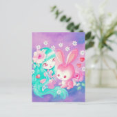 Carte Postale Amour de lapin rose (Debout devant)