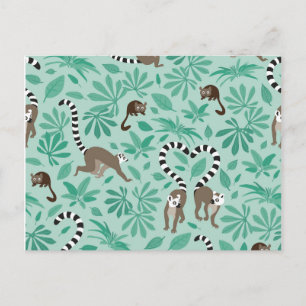 Carte Postale Amour de lémurien pour les feuilles de menthe