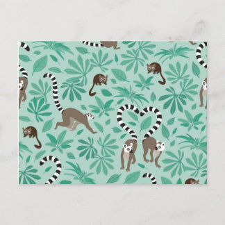 Carte Postale Amour de lémurien pour les feuilles de menthe