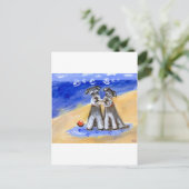 Carte Postale Amour de plage Schnauzer (Debout devant)