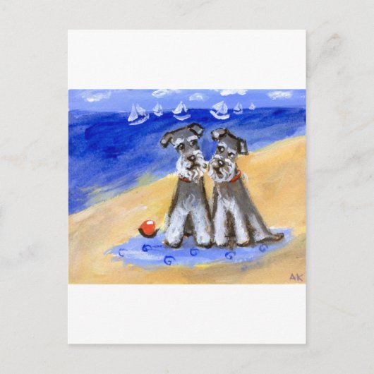 Carte Postale Amour de plage Schnauzer (Devant)