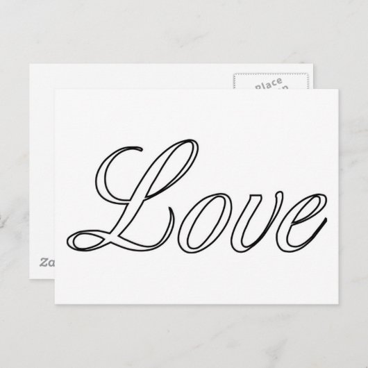 Carte Postale Amour de script creux (Devant / Derrière)