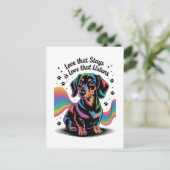 Carte Postale Amour de teckel qui reste est amour qui écoute (Debout devant)