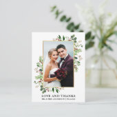 Carte Postale Amour de verdure d'hiver aquarelle Merci Or (Debout devant)