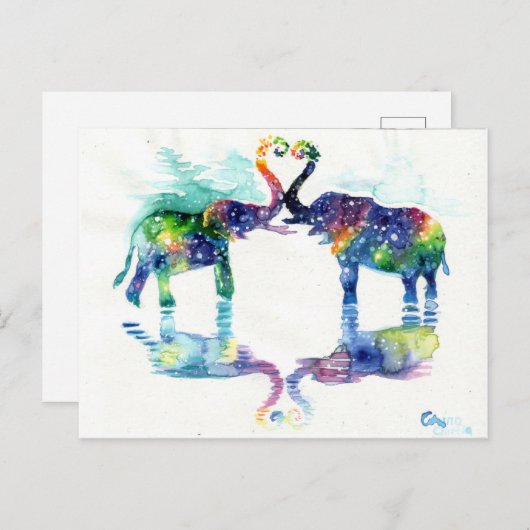 Carte Postale Amour d'éléphant (Devant / Derrière)