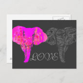 CARTE POSTALE AMOUR D'ÉLÉPHANT (Devant / Derrière)
