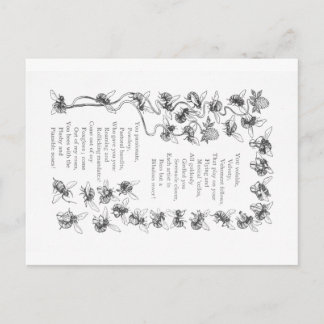 Carte Postale Amour des abeilles - Image et poème vintage