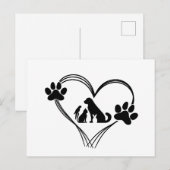 Carte Postale Amour des pattes d'animaux (Devant / Derrière)