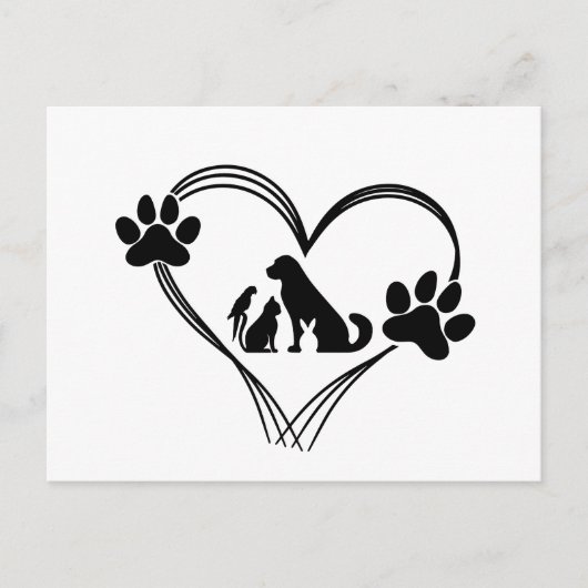 Carte Postale Amour des pattes d'animaux (Devant)