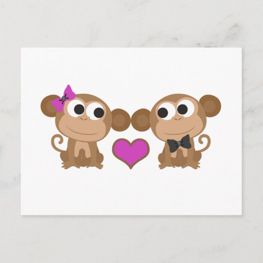 Carte Postale Amour du singe mignon (Devant)