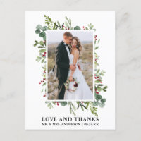 Amour élégant et remerciements Aquarelle Verdure d