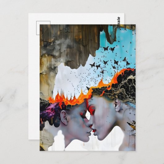 Carte Postale Amour en feu (Devant / Derrière)