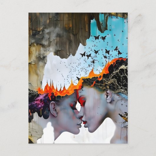 Carte Postale Amour en feu (Devant)