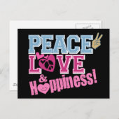 Carte Postale Amour et bonheur de paix (Devant / Derrière)