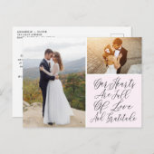 Carte Postale Amour Et Gratitude Mariage Photo Merci (Devant / Derrière)