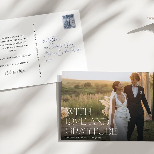 Carte Postale Amour et Gratitude | Merci photo Mariage
