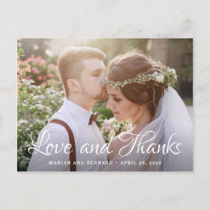 Carte Postale Amour et Merci Chic rose Merci photo florale