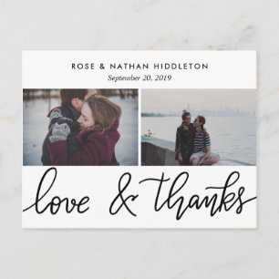 Carte Postale Amour Et Merci Deux Photos manuscrites