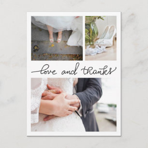 Carte Postale Amour Et Merci Écrit À La Main Trois Photos Mariag