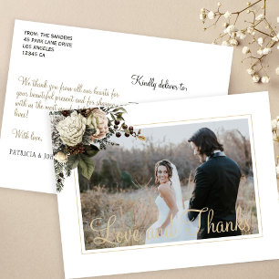 Carte Postale Amour et merci les pivoines d'hiver mariage merci