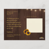 Carte Postale Amour et merci mariage de tournesol rustique merci (Dos)