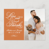 Carte Postale Amour et Merci Orange Mariage Photo Merci (Devant)