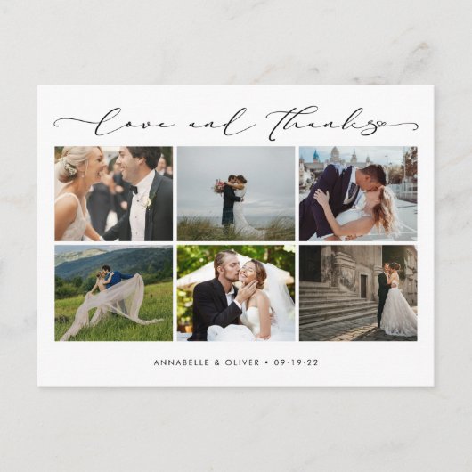 Carte Postale Amour Et Merci Photo Collage Mariage Merci (Devant)