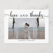 Carte Postale Amour et Merci Photo Mariage Simple Elegant Chic (Devant)