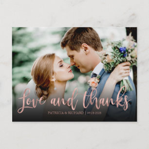 Carte Postale Amour Et Merci Rose Gold Photo Mariage Merci