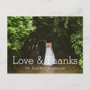 Carte Postale Amour et Merci Simple Mariage Photo Merci