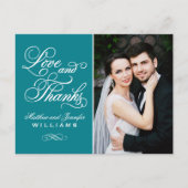 Carte Postale Amour et Merci Turquoise Blue Mariage Merci photo (Devant)