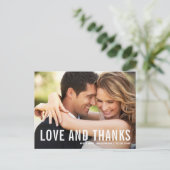 Carte Postale Amour et Merci Typographie moderne Mariage photo (Debout devant)
