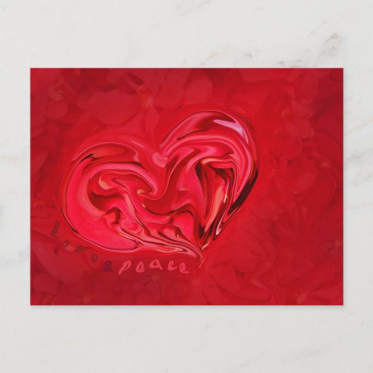 Carte postale Amour et Paix Coeur rouge (Devant)