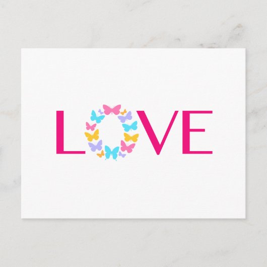 Carte postale Amour et Papillons (Devant)